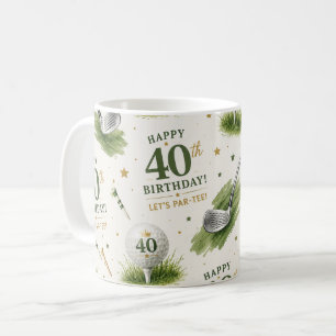 Golf 40th Birthday with golf ball and tee on green Coffee Mug