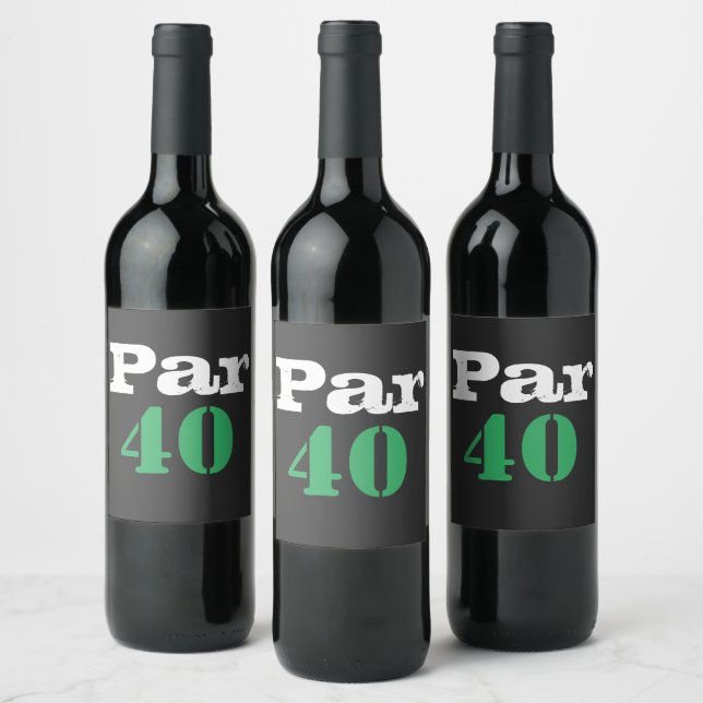 Golf 40th Birthday with number par forty Golf Wine Label (Bottles)