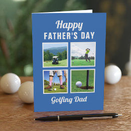 Golf 4 Photo Collage Father's Day Card for Golfers