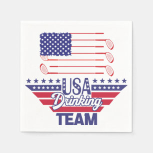 Golf 4th July Independence Day America Napkin