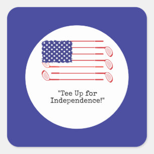 Golf 4th July Independence Day America  Square Sticker