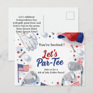 GOLF  4th July   Independence Day Golfer party   Holiday Postcard