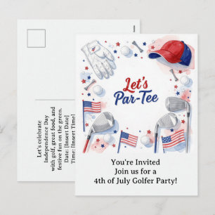 GOLF  4th July   Independence Day Golfer party   Holiday Postcard