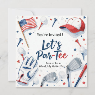 GOLF 4th July Independence Day Golfer party Invitation