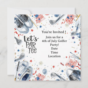 GOLF 4th July Independence Day Golfer party Invitation