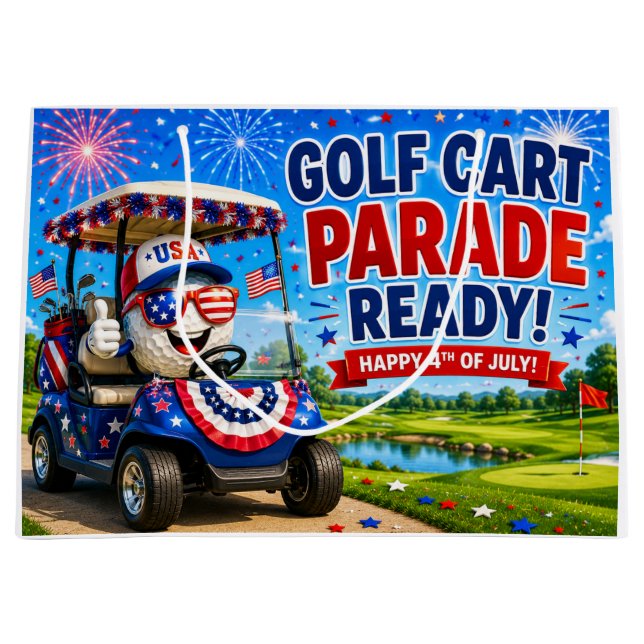 Golf 4th July Independence Day  Large Gift Bag (Front)