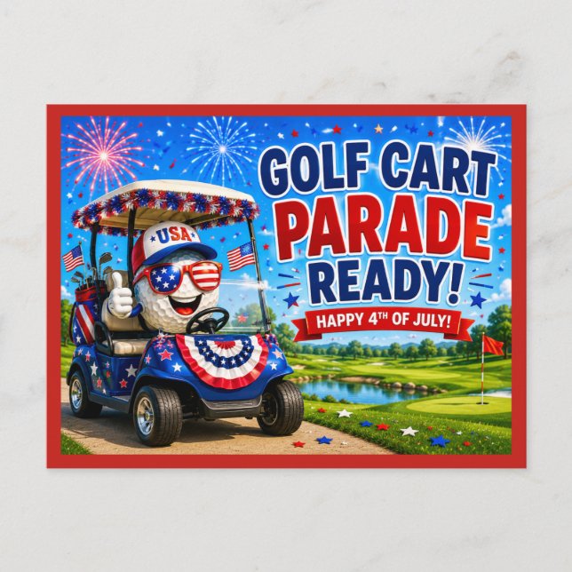 Golf 4th July Independence Day  Postcard (Front)