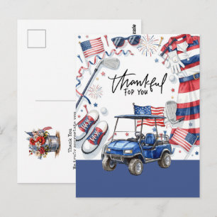Golf 4th July Independence Day with Barbecue Postcard