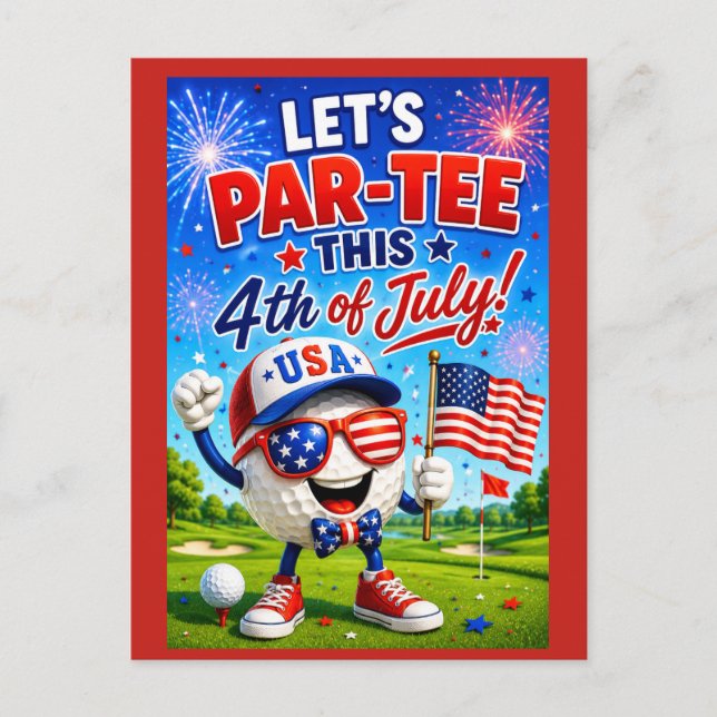 Golf  4th July Save the Date  Independence Day  Postcard (Front)