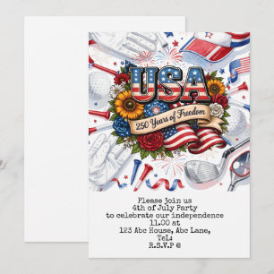 Golf 4th of July 250 Years Independence Postcard