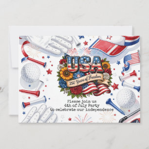 Golf 4th of July 250 Years Independence Postcard