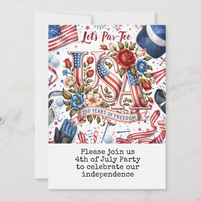 Golf 4th of July 250 Years Independence Postcard  (Front)