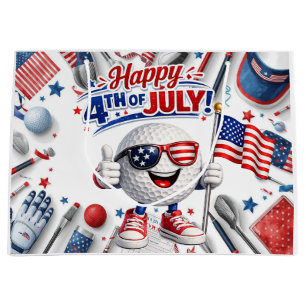 Golf 4th of July Independence Day Button Large Gift Bag
