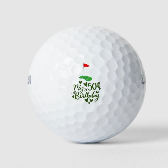 Golf 50th Birthday  for golfer Golf Balls (Front)