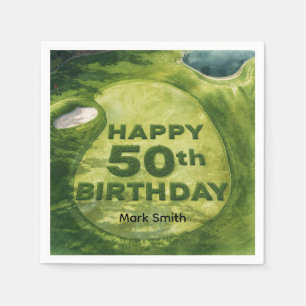 Golf 50th birthday on golf course napkin