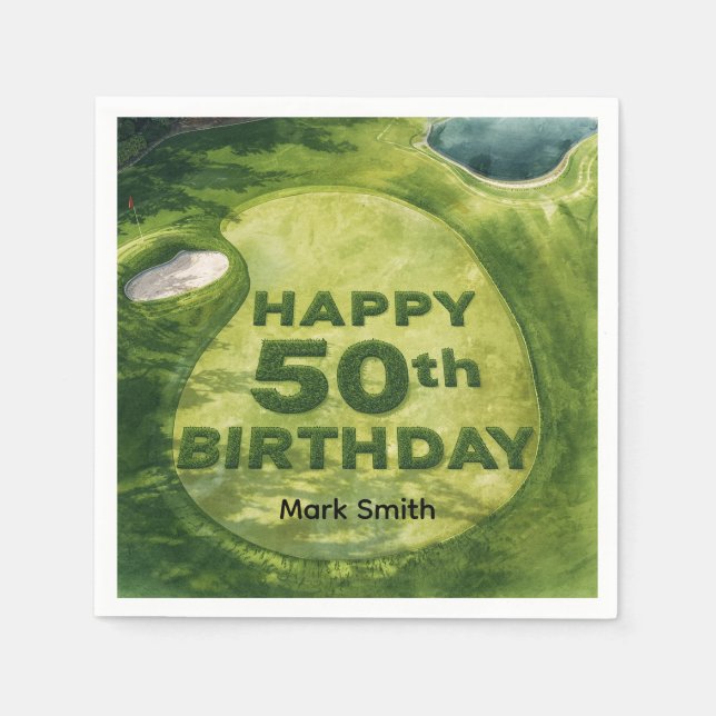 Golf  50th birthday on golf course  napkin (Front)