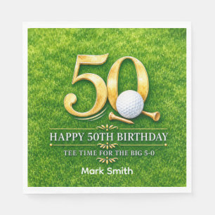 Golf 50th Birthday on green Napkin