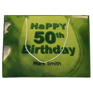 Golf 50th Birthday on putting green for golfer Large Gift Bag