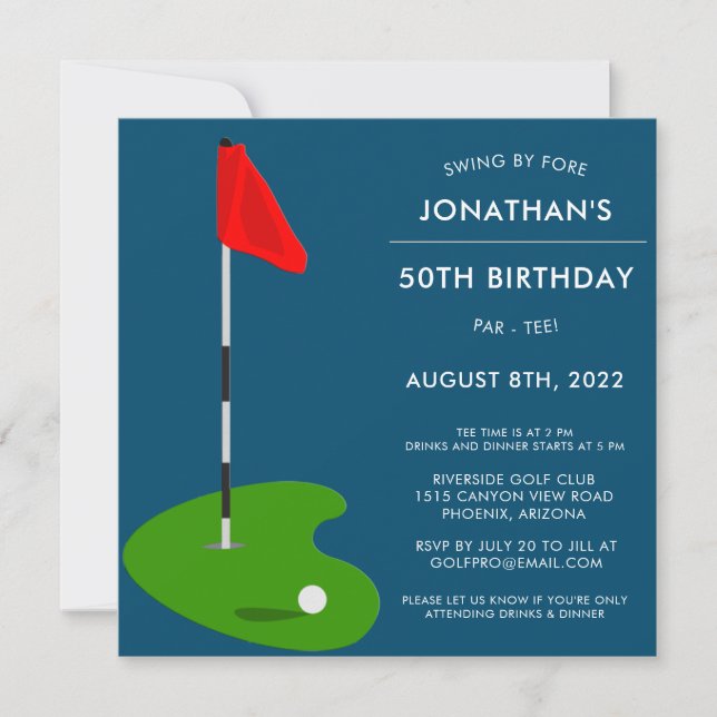 Golf 50th Birthday Party Invitation (Front)