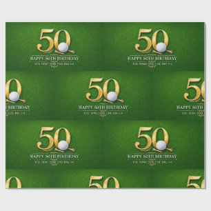 Golf 50th Birthday with Number for Golfer Wrapping Paper