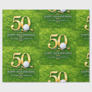 Golf 50th Birthday with Number for Golfer Wrapping Paper