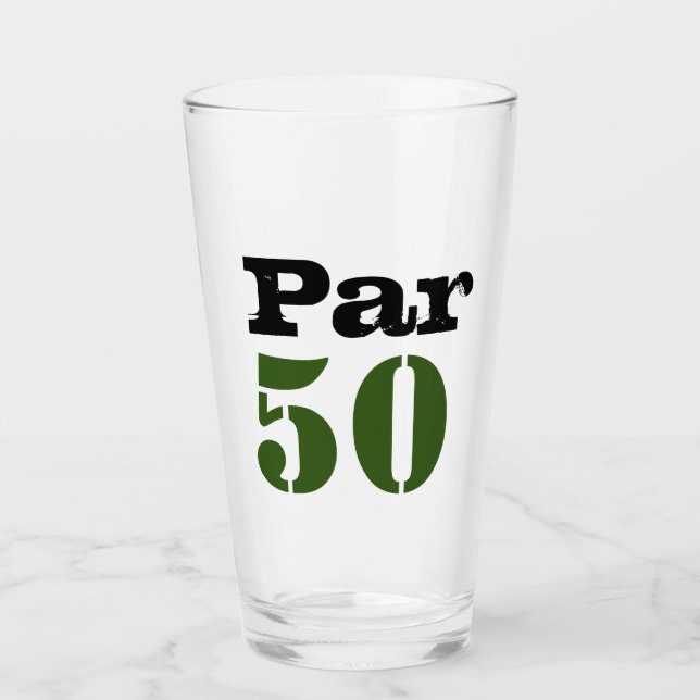 Golf 50th Birthday with number par fifty Glass (Front)