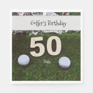 Golf 50th Golfer's Birthday with balls on green Napkin