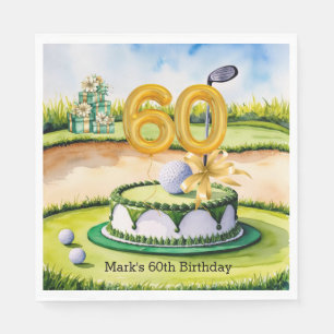 Golf 60th Birthday Cake for Golfer Party with name Napkin