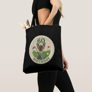 Golf 60th Birthday for Golfer for Cat Lover Tote Bag