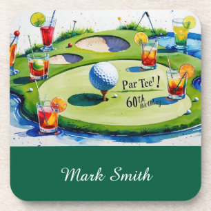 Golf 60th Birthday for Golfer with ball and tee Coaster