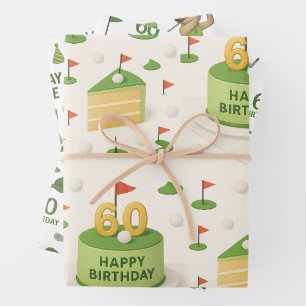 Golf 60th Birthday for Golfer Wrapping Paper Sheet