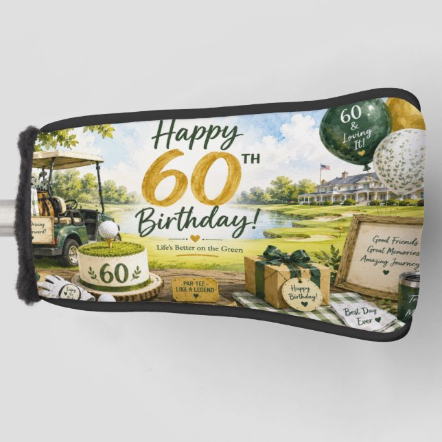 Golf 60th Birthday  Head Cover (Front)