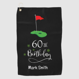 Golf 60th Birthday  to You with Golf Flag  Towel