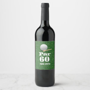 Golf 60th Birthday with Ball on Green for golfer  Wine Label