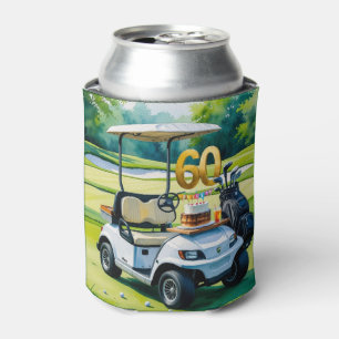 Golf 60th Birthday with golf cart on green  Can Cooler
