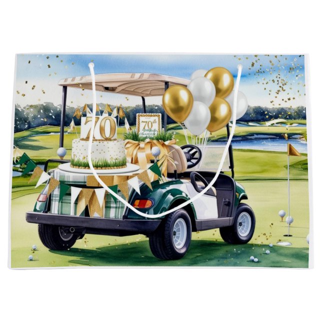 Golf 70th Birthday for golfer  Large Gift Bag (Front)