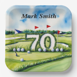 Golf 70th Birthday for golfer Paper Plate