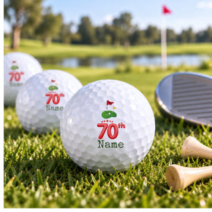 Golf 70th Birthday for golfer with golf flag Golf Balls