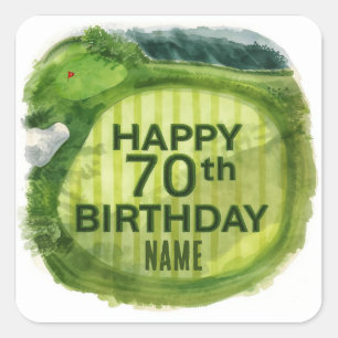 Golf 70th Birthday on putting green Square Sticker