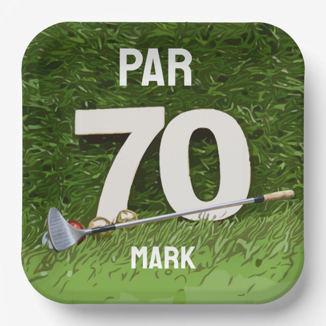 Golf 70th Birthday Par seventy  for golfer Paper Plate (Front)