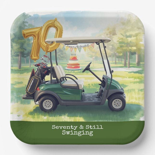 Golf 70th birthday Par Tee Golfer party Paper Plate (Front)