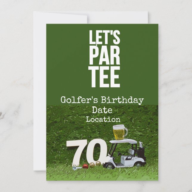 Golf 70th Birthday Party with golf ball tee  Invitation (Front)
