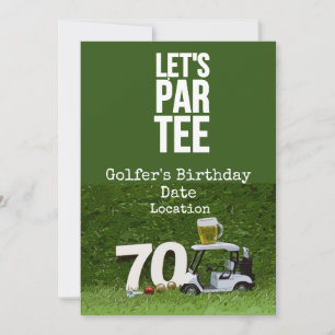 Golf 70th Birthday Party with golf ball tee  Invitation