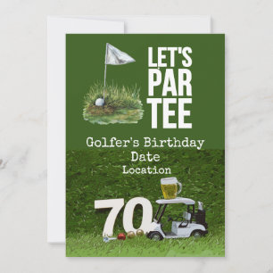 Golf 70th Birthday Party with golf ball tee Invitation