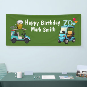 Golf 70th Birthday to Golfer with Golf Cart funny  Banner