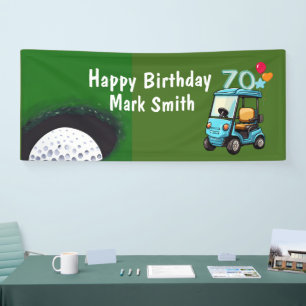 Golf 70th Birthday to Golfer with Golf Cart funny  Banner