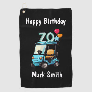 Golf 70th Birthday to Golfer with Golf Cart funny  Towel