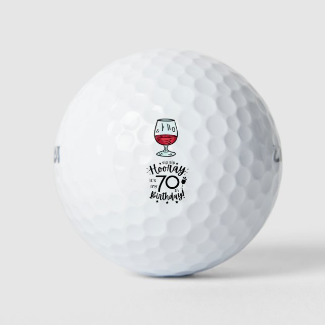 Golf 70th Birthday with wine for golfer Golf Balls (Front)
