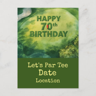 Golf 70th Golf birthday Par Tee party Invitation Postcard