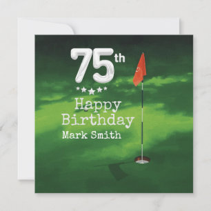 Golf 75th birthday on green grass card